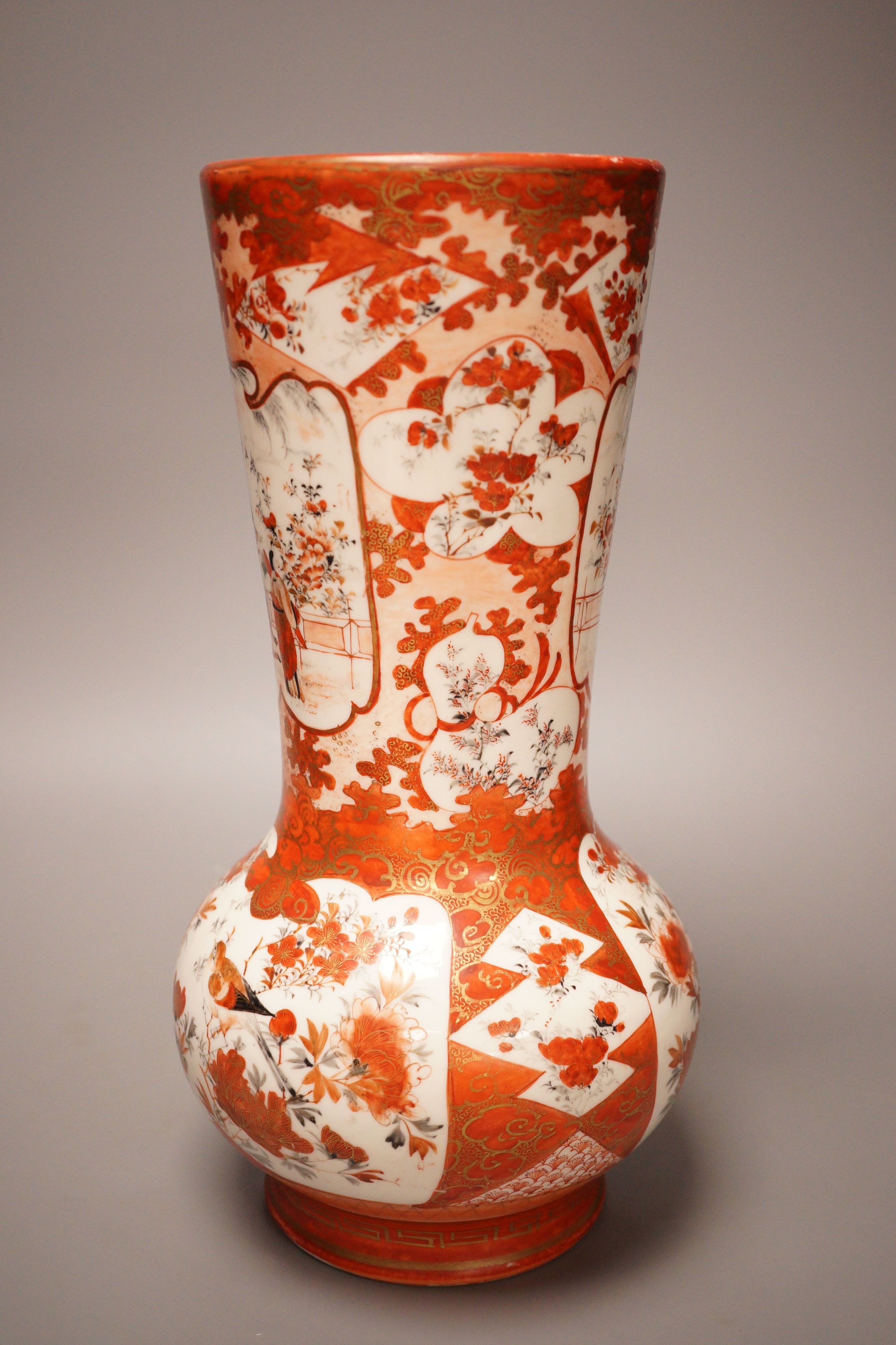 An early 20th century Japanese Kutani vase, signed to base. 34cm tall